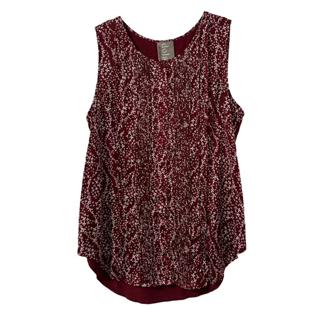 Anthropologie Dolan Left Coast Jules Tank Medium Burgundy Floral Pintuck Boho
